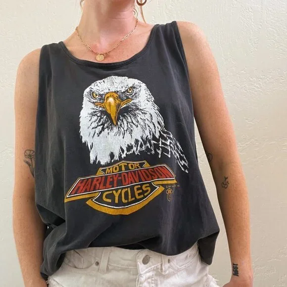 Authentic Vintage 1987 Harley-Davidson Printed Muscle Tee - Picture 5 of 10
